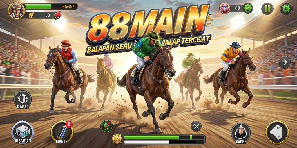 Tampilan gameplay balapan yang mendebarkan dan grafis menawan di 88MAIN.