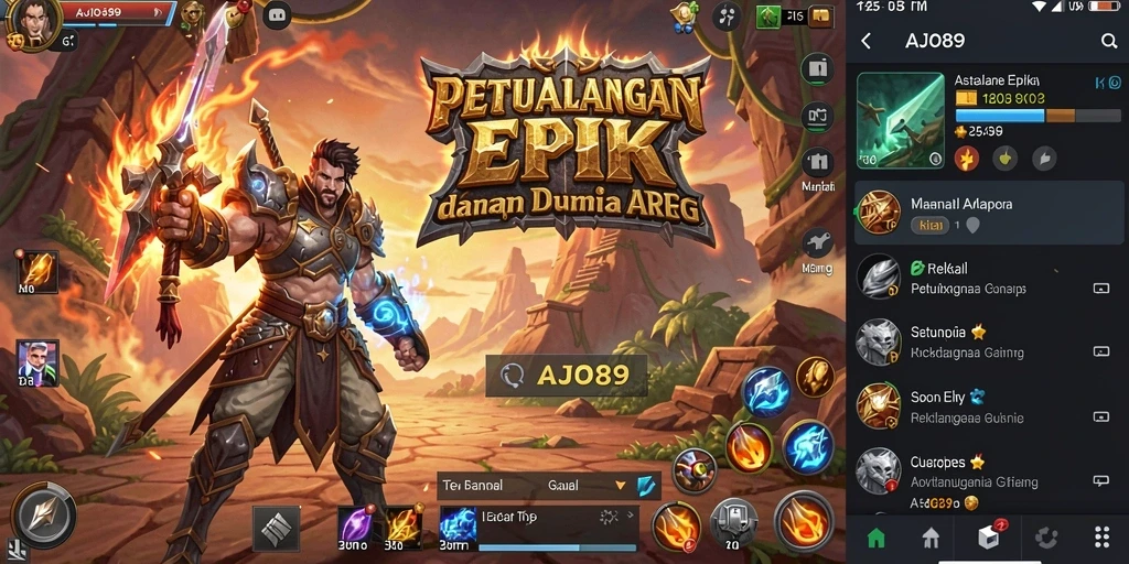 Screenshot menampilkan aksi pertarungan seru dalam game ARPG AJO89.