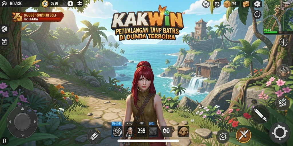Screenshot menunjukkan pemain menjelajahi dunia terbuka KAKWIN dengan grafis menawan.