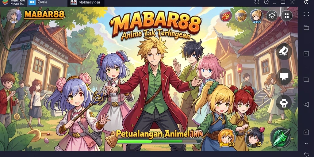 Tampilan gameplay MABAR88 menampilkan pertarungan karakter anime.