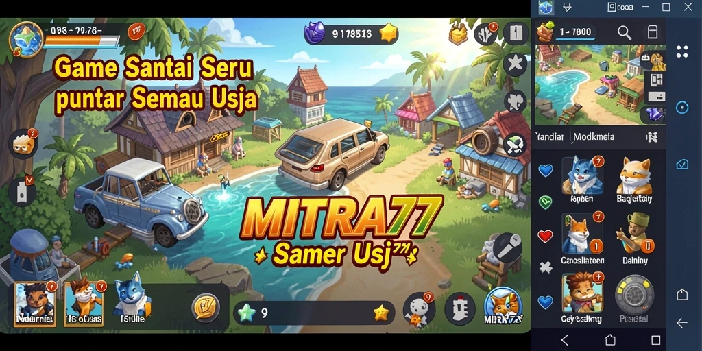 Screenshot gameplay MITRA77 menampilkan suasana santai dan interaktif.