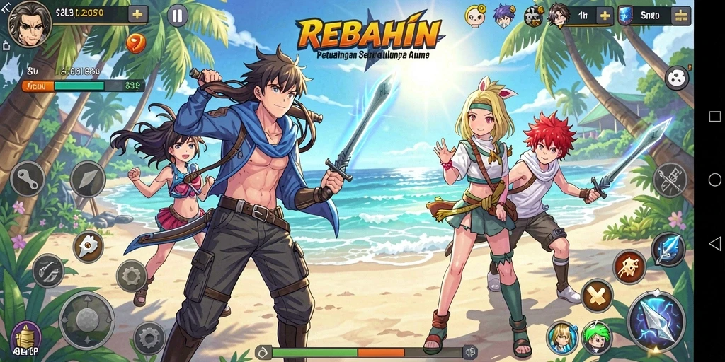 Ilustrasi gameplay seru dalam dunia Anime REBAHIN.