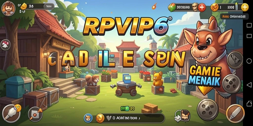 Screenshot gameplay RPVIP6 menampilkan suasana santai dan pengumpulan item.