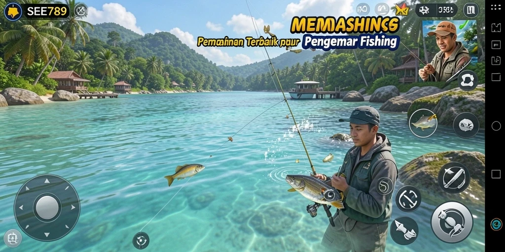 Screenshot permainan SEE789 menampilkan momen memancing yang mendebarkan.