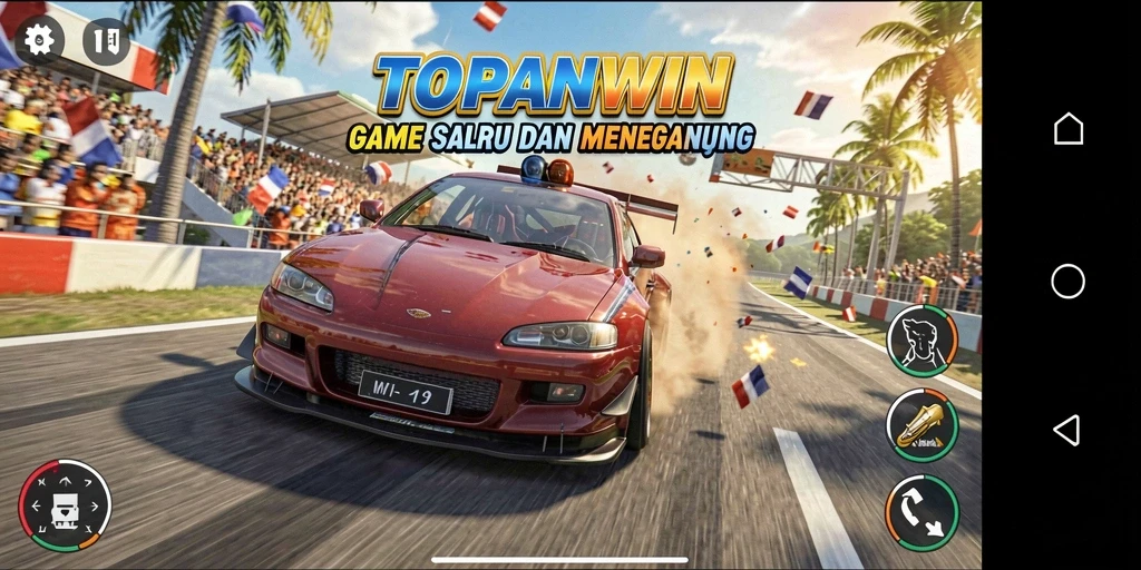 Tampilan gameplay seru di balapan TOPANWIN yang mendebarkan.