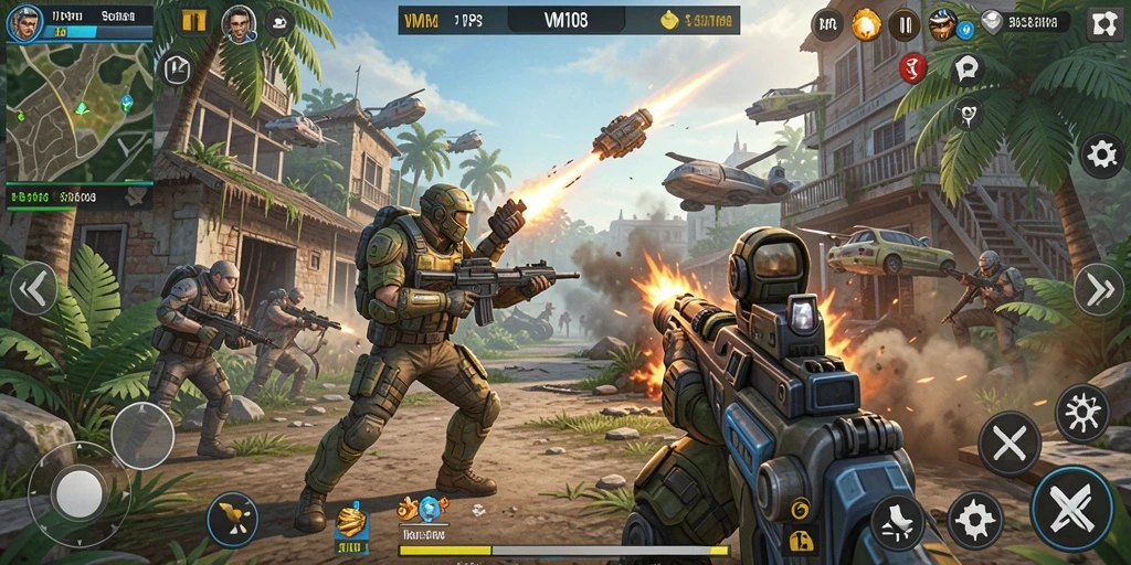 Screenshot gameplay VM108 yang mendebarkan dalam aksi TPS.
